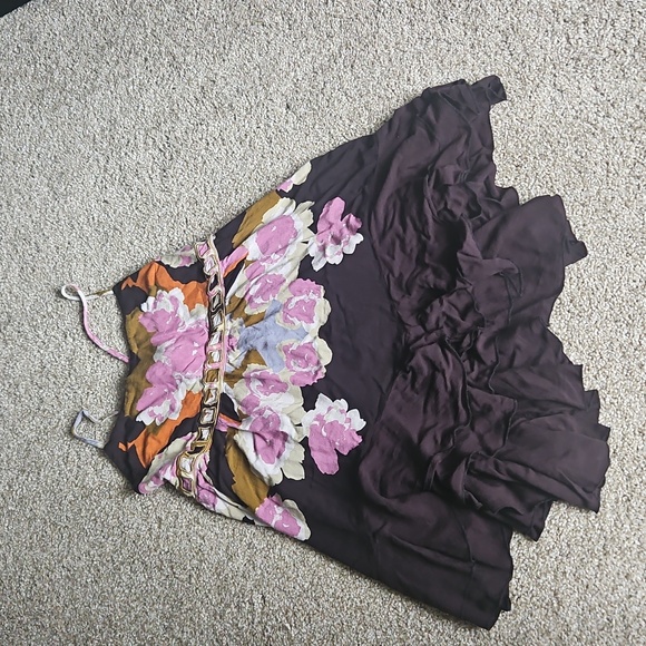 Free People Dresses & Skirts - Free People Floral Flounce Ruffle Hem Mini Dress